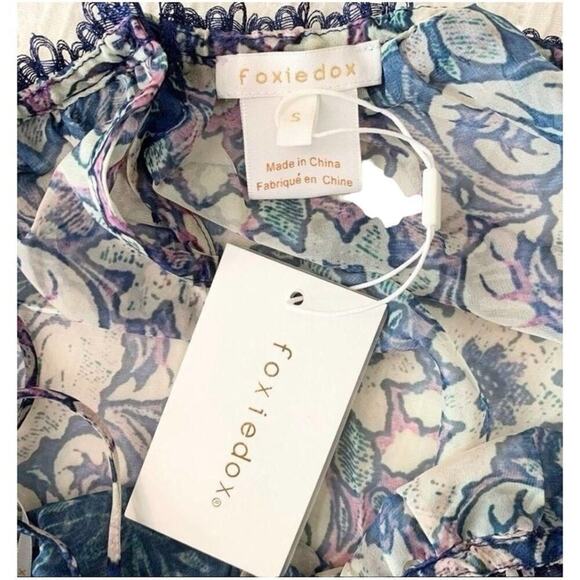 Anthropologie - Foxiedox Sheer Long Sleeve Floral Off the Shoulder Top NWT - Picture 2 of 12